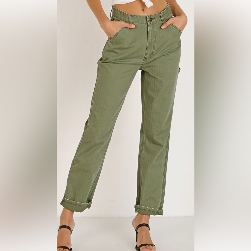 Lee High Rise Dungaree Ankle:Vintage Olive
